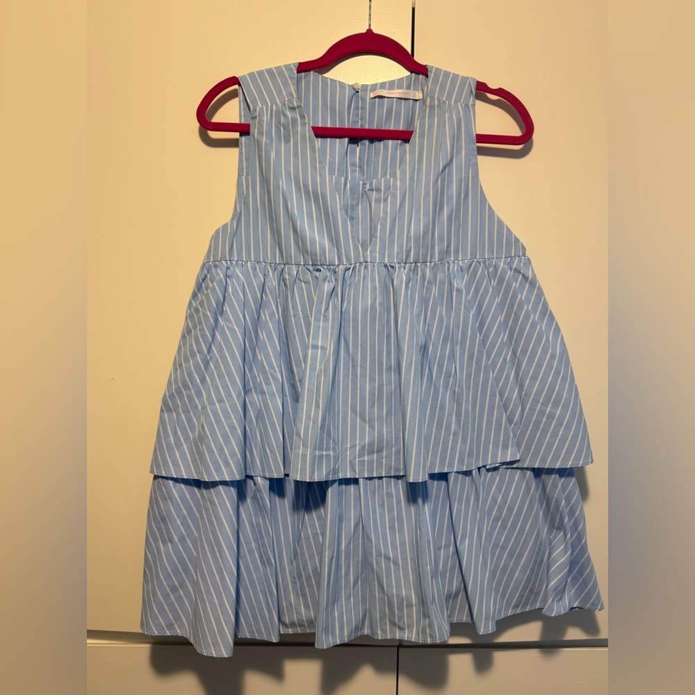 Zara Sky Blue and White Striped Dress